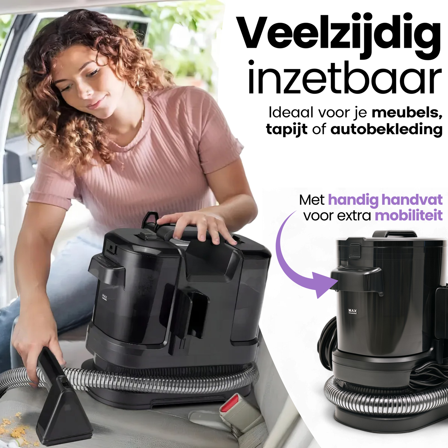 Hendriqs 3-in-1 Tapijtreiniger 65°C - Draagbare Vlekkenreiniger met 15 kPa Zuigkracht