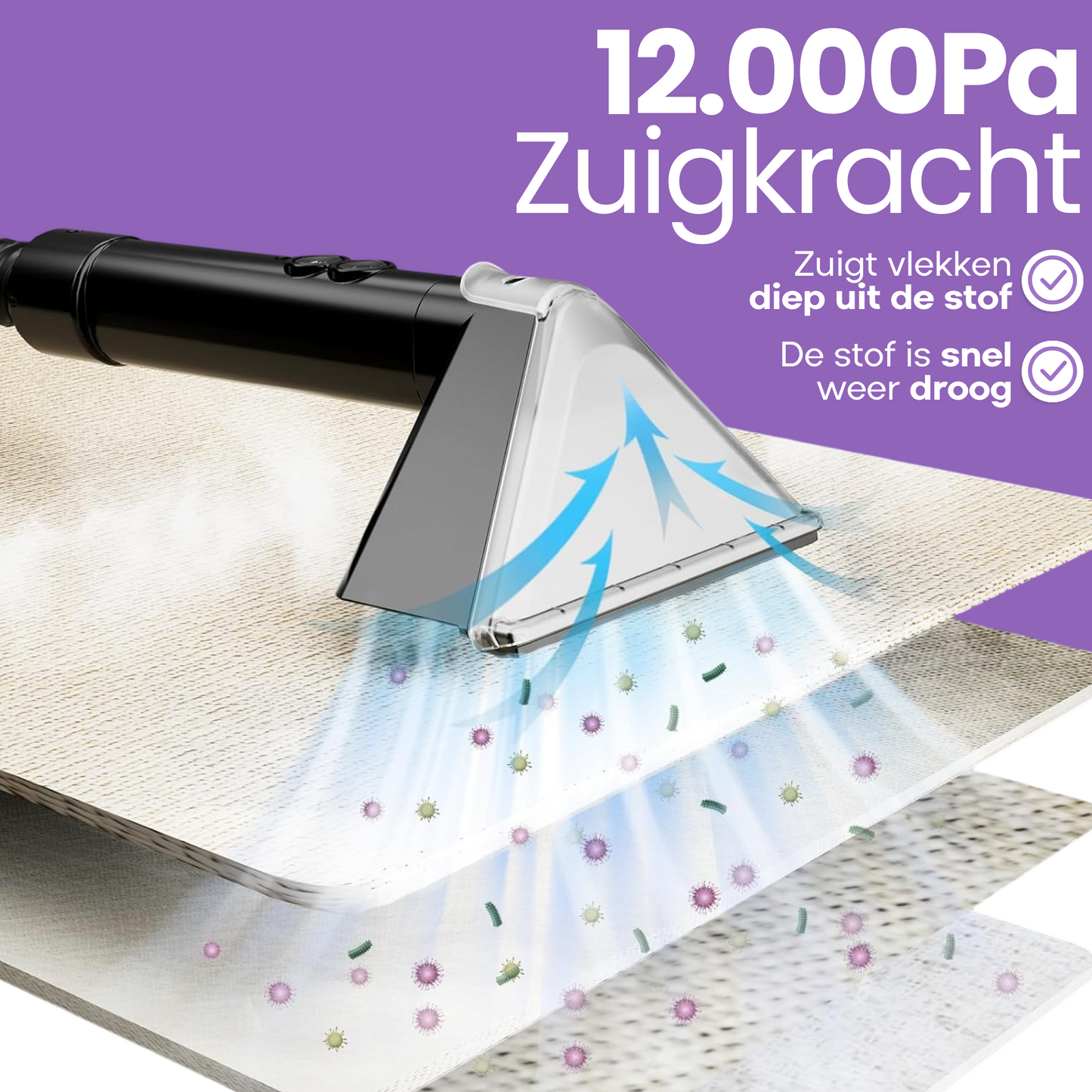 Hendriqs® 4-1 Tapijtreiniger - 105 °C Stoomreiniger met Anti-Verstopping Functie & Wieltjes en Automatisch Snoeroprolsysteem - Zetelreiniger - Vlekkenreiniger - Bank Reiniger - Meubelreiniger - Bankreiniger - Reinigingsmachine