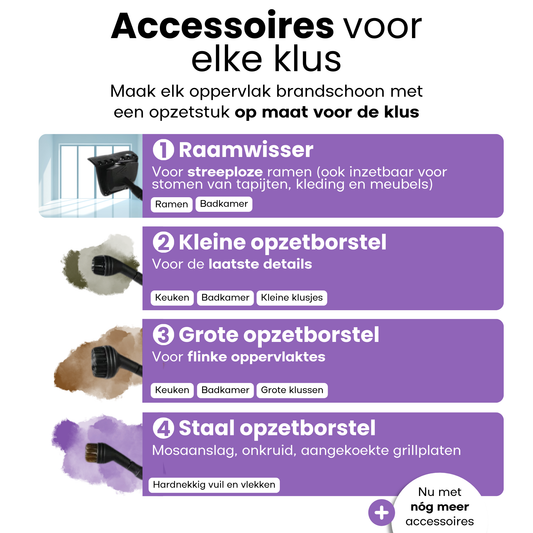 Hendriqs Stoomreiniger 105°C - Stoomreiniger met 14 Accessoires