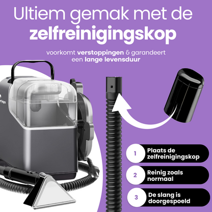Hendriqs® 4-1 Tapijtreiniger - 105 °C Stoomreiniger met Anti-Verstopping Functie & Wieltjes en Automatisch Snoeroprolsysteem - Zetelreiniger - Vlekkenreiniger - Bank Reiniger - Meubelreiniger - Bankreiniger - Reinigingsmachine