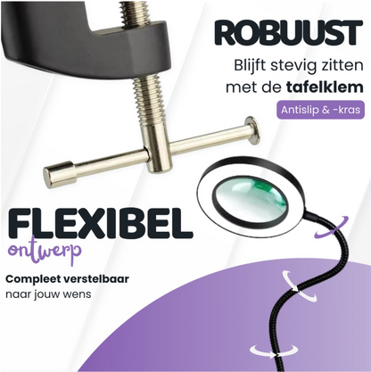 Hendriqs Loeplamp met LED Verlichting en Tafelklem - 5x Vergroting