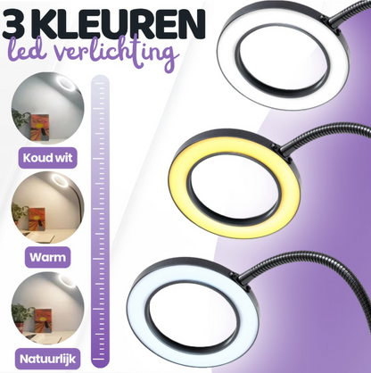 Hendriqs Loeplamp met LED Verlichting en Tafelklem - 5x Vergroting
