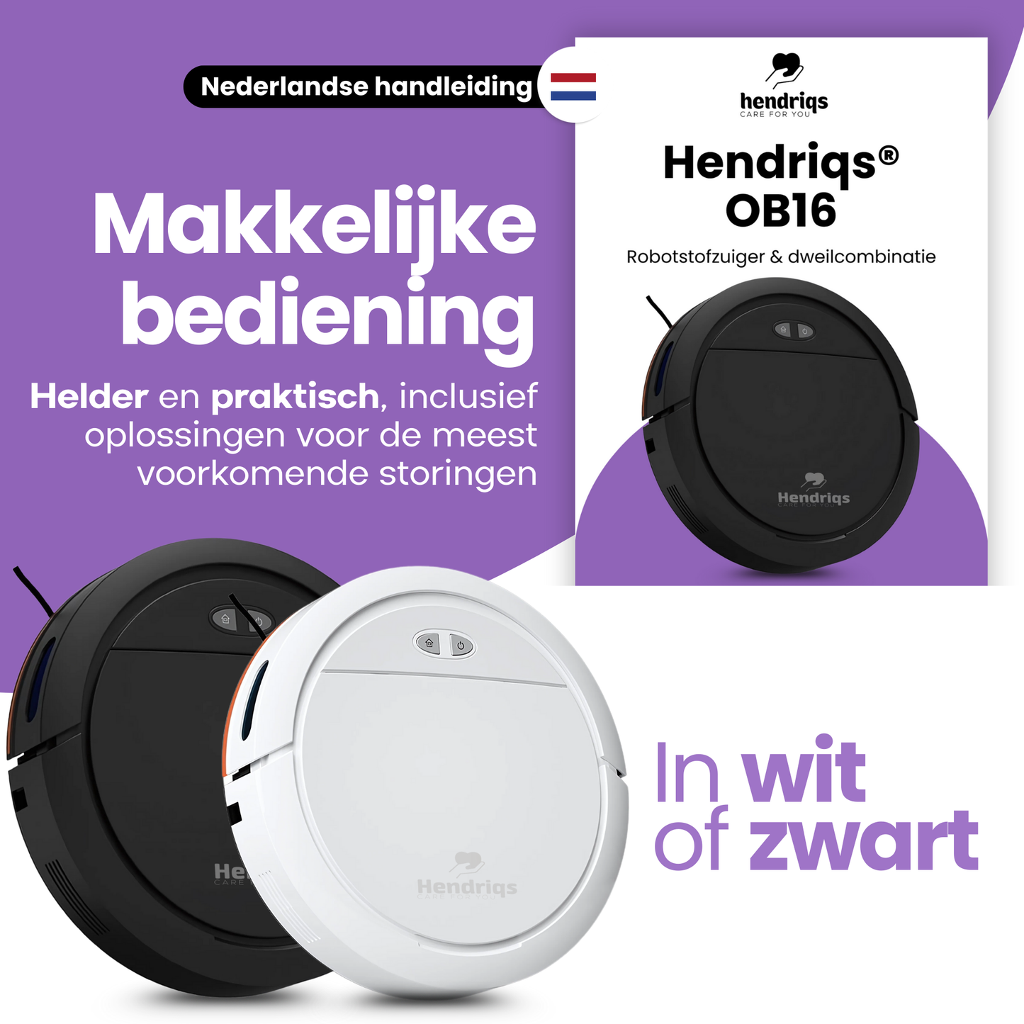Hendriqs OB16 Robotstofzuiger - Dweilfunctie - Laadstation - Voor Huisdieren