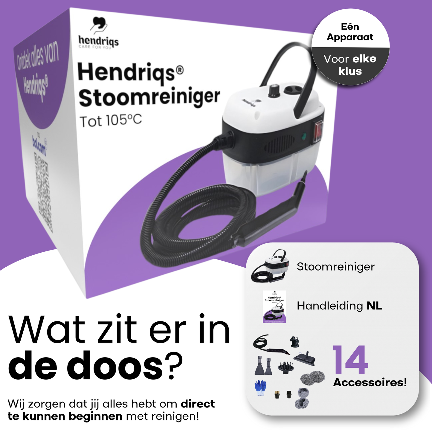 Hendriqs Stoomreiniger 105°C - Stoomreiniger met 14 Accessoires