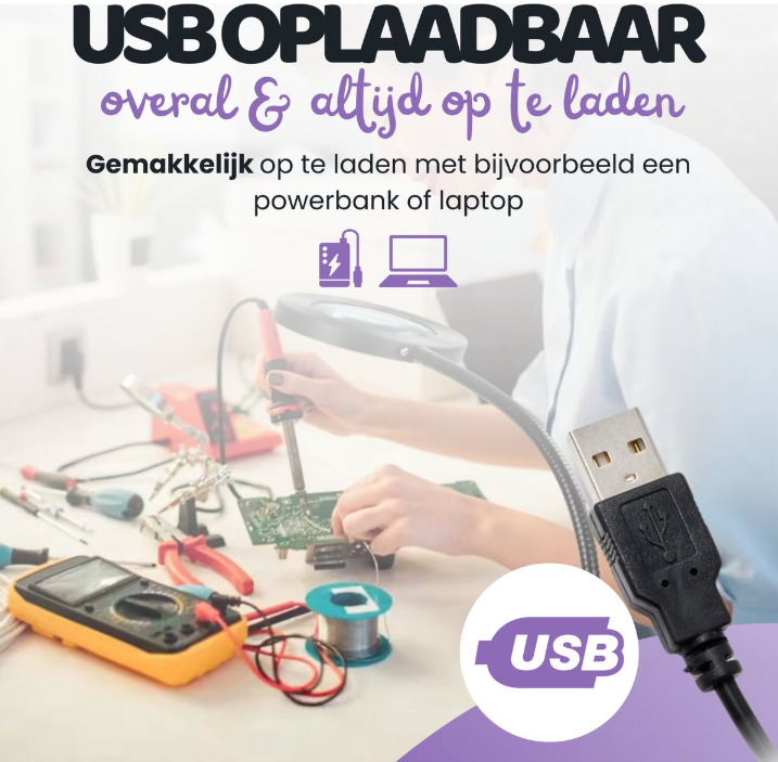 Hendriqs Loeplamp met LED Verlichting en Tafelklem - 5x Vergroting