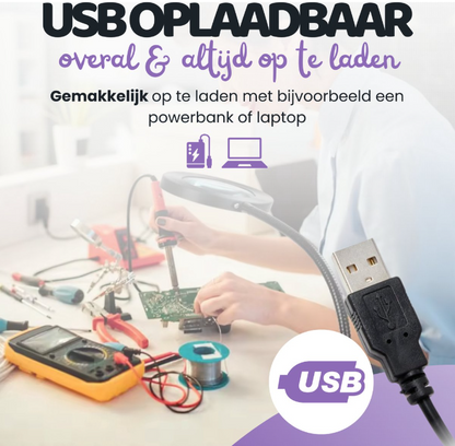 Hendriqs Loeplamp met LED Verlichting en Tafelklem - 5x Vergroting