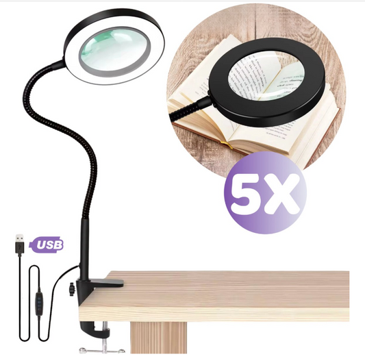 Hendriqs Loeplamp met LED Verlichting en Tafelklem - 5x Vergroting