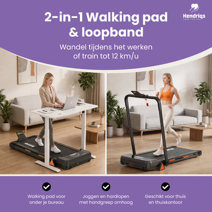 Hendriqs Stryde X1 Inklapbare Loopband met Helling - Walking Pad - Tot 12 km/u - Inclusief Schokmat