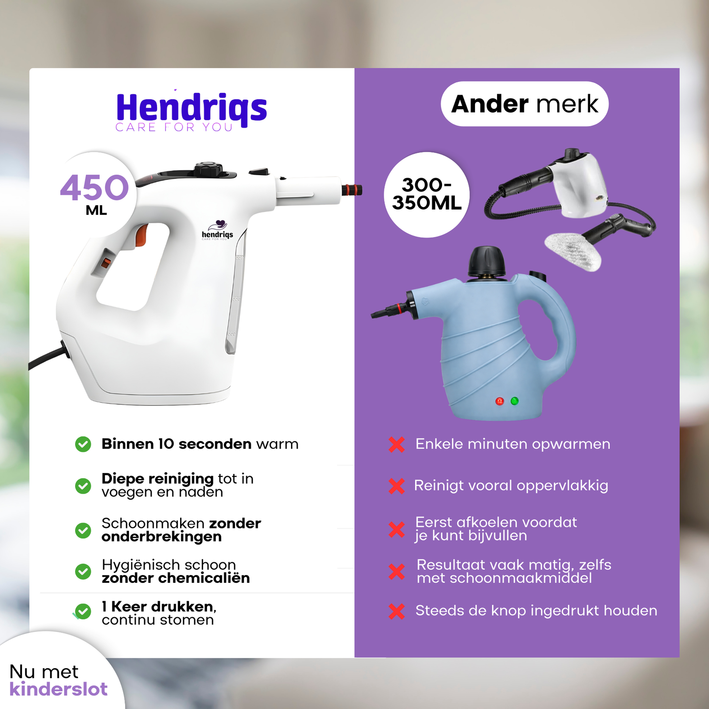 Hendriqs XL Stoomreiniger 105°C - Elektrische Dweil & Handstoomreiniger