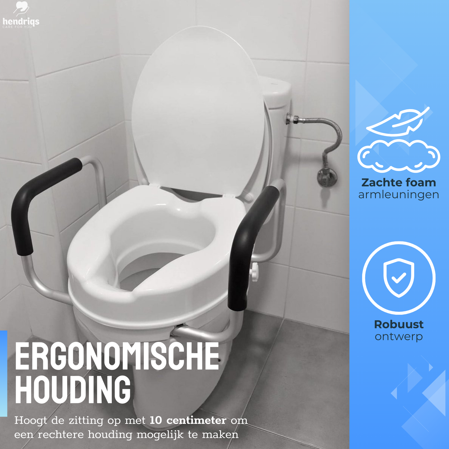 Hendriqs WC Verhoger 10 cm met Armsteunen & Deksel