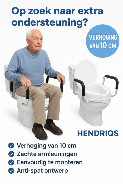 Hendriqs WC Verhoger 10 cm met Armsteunen & Deksel