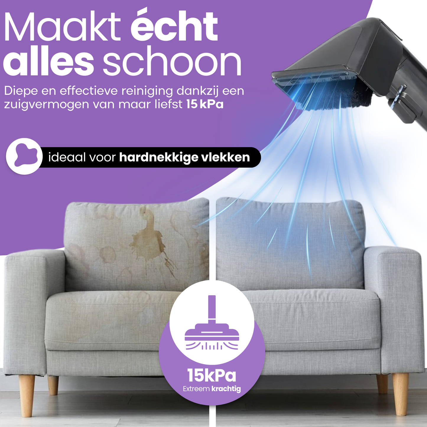 Hendriqs 3-in-1 Tapijtreiniger 65°C - Draagbare Vlekkenreiniger met 15 kPa Zuigkracht