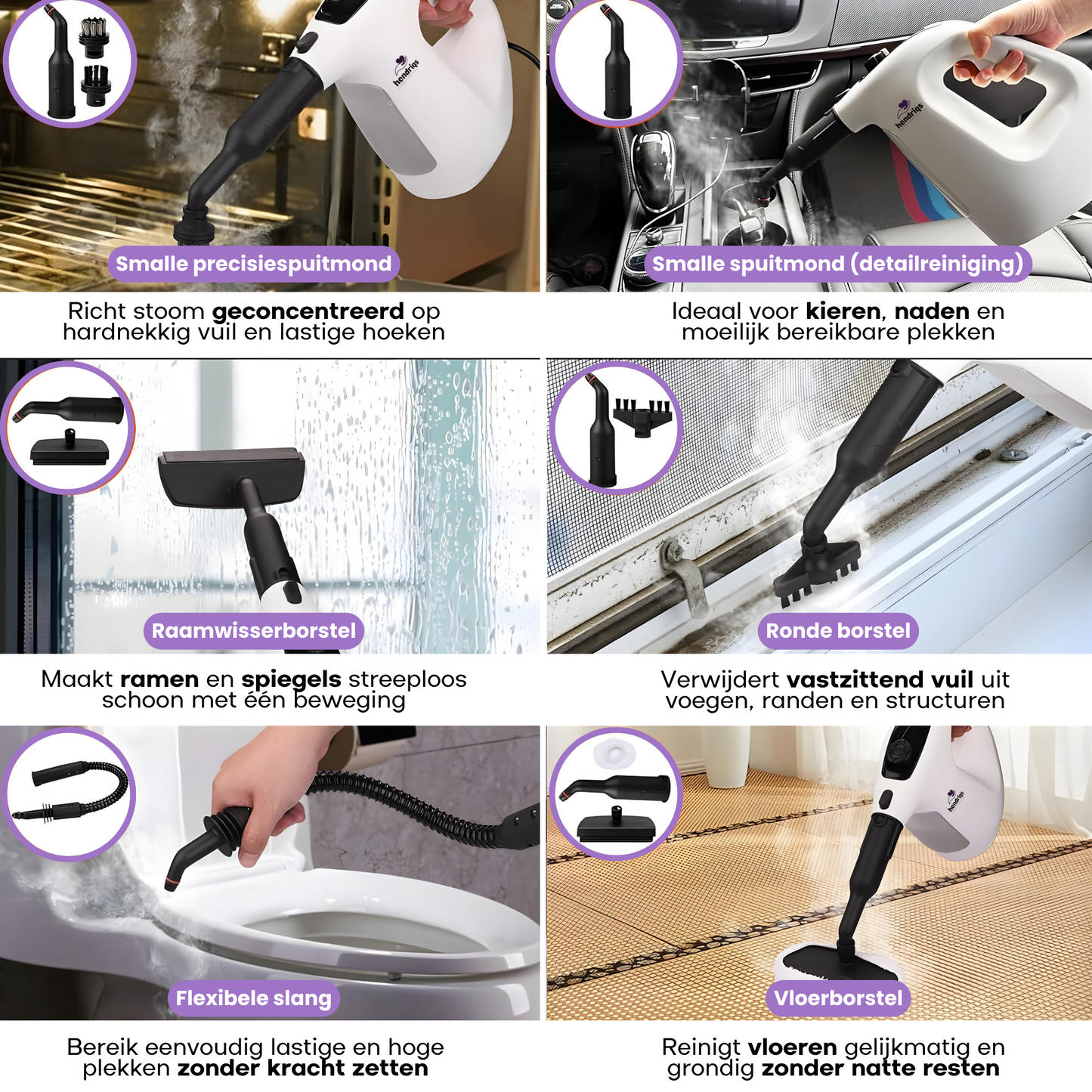 Hendriqs XL Stoomreiniger 105°C - Elektrische Dweil & Handstoomreiniger