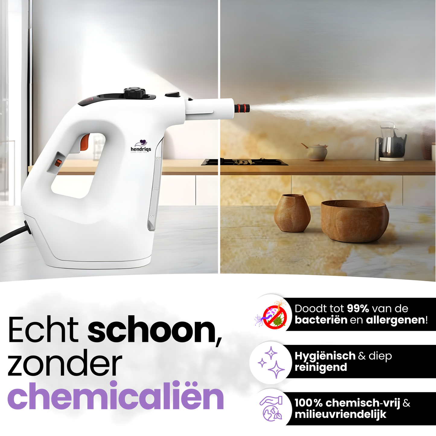 Hendriqs XL Stoomreiniger 105°C - Elektrische Dweil & Handstoomreiniger