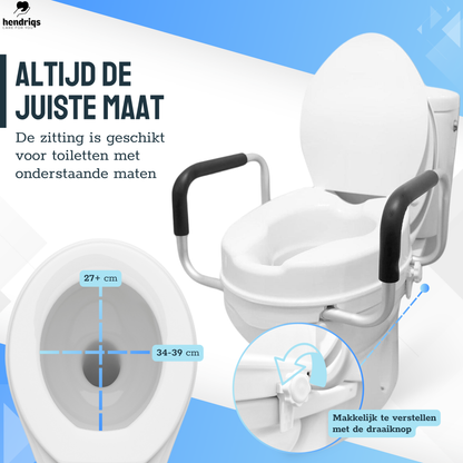 Hendriqs WC Verhoger 10 cm met Armsteunen & Deksel