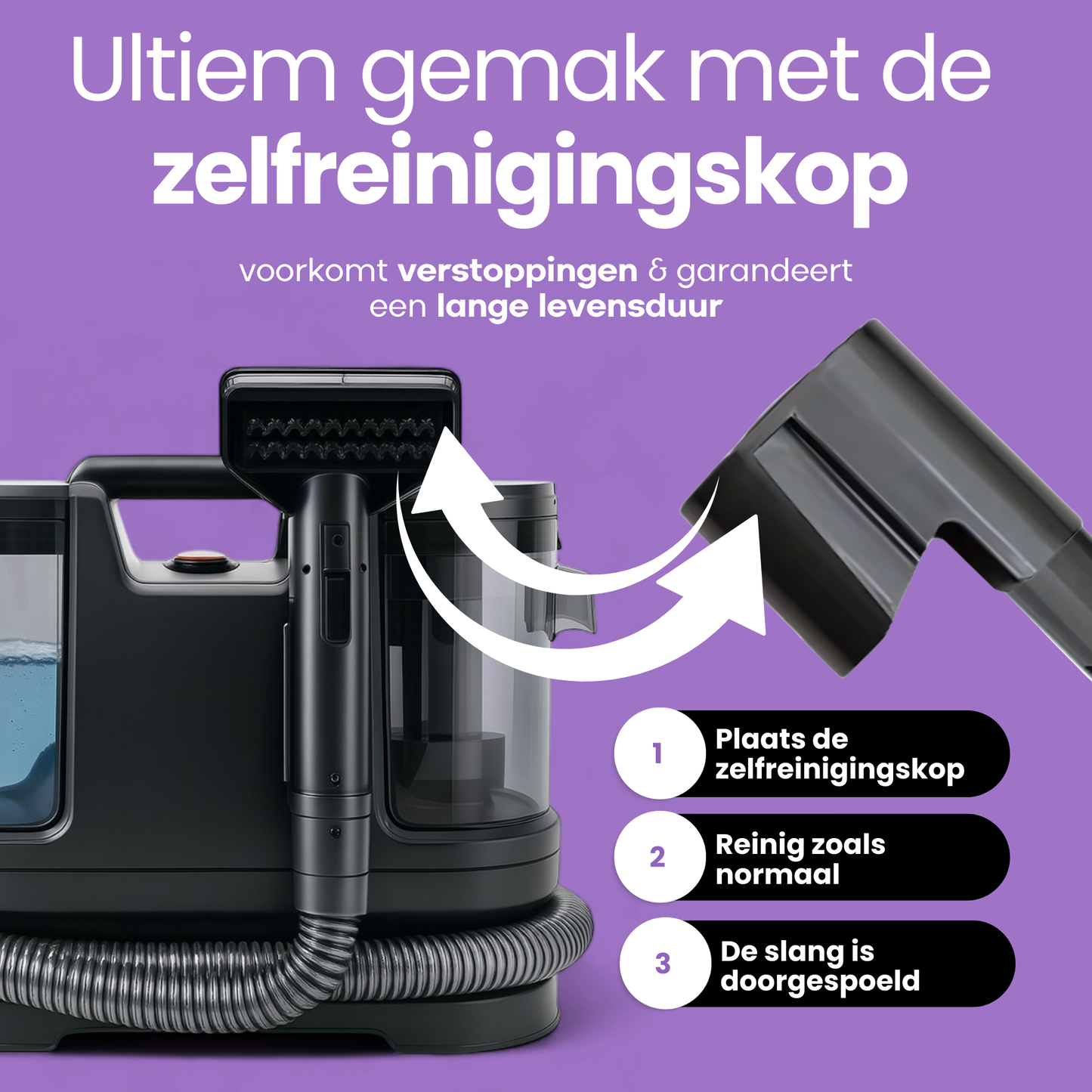 Hendriqs 3-in-1 Tapijtreiniger 65°C - Draagbare Vlekkenreiniger met 15 kPa Zuigkracht