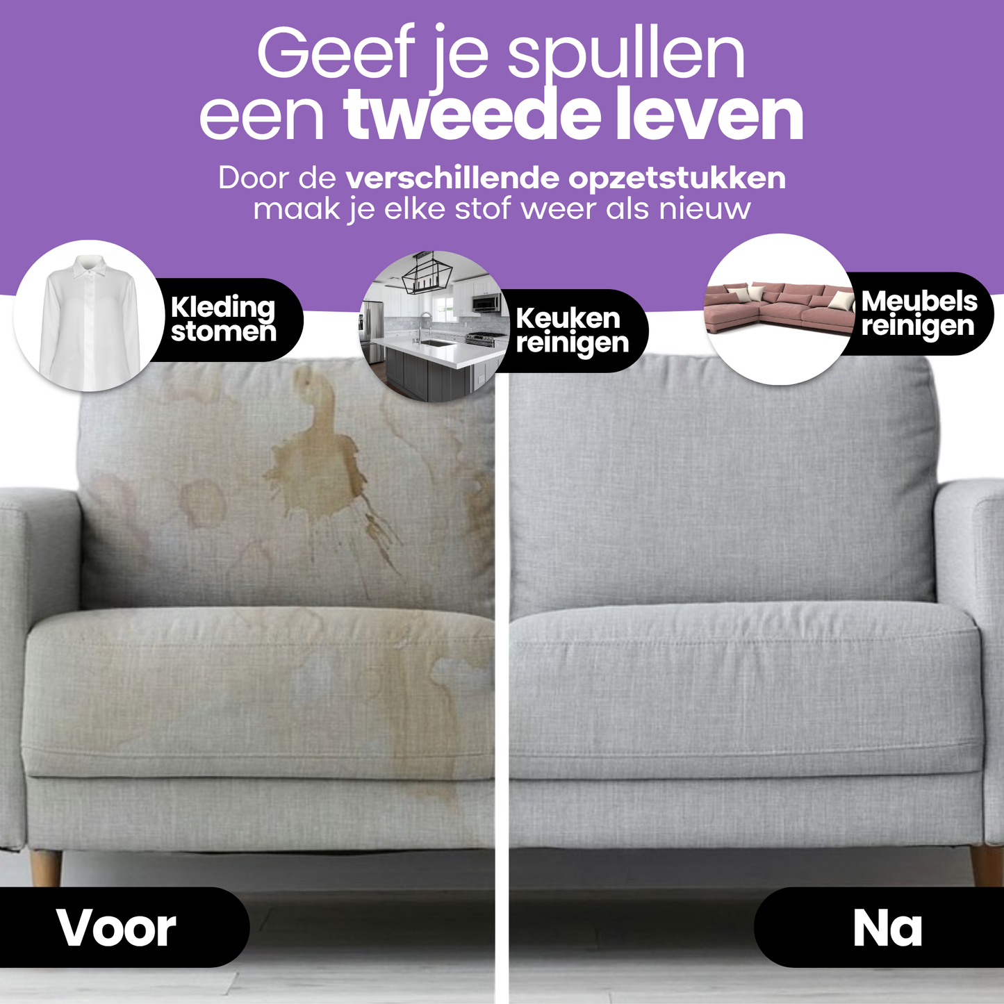 Hendriqs® 4-1 Tapijtreiniger - 105 °C Stoomreiniger met Anti-Verstopping Functie & Wieltjes en Automatisch Snoeroprolsysteem - Zetelreiniger - Vlekkenreiniger - Bank Reiniger - Meubelreiniger - Bankreiniger - Reinigingsmachine