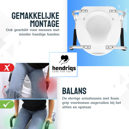 Hendriqs WC Verhoger 10 cm met Armsteunen & Deksel