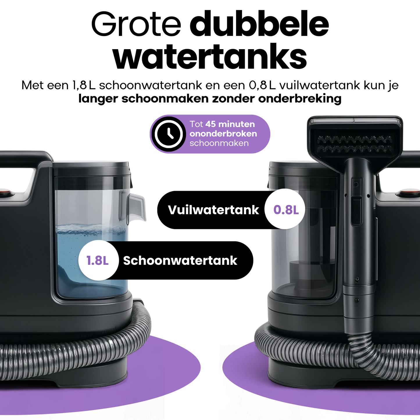 Hendriqs 3-in-1 Tapijtreiniger 65°C - Draagbare Vlekkenreiniger met 15 kPa Zuigkracht