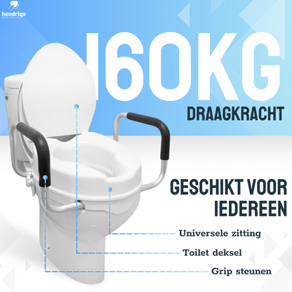 Hendriqs WC Verhoger 10 cm met Armsteunen & Deksel