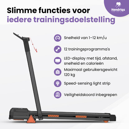 Hendriqs Stryde X1 Inklapbare Loopband met Helling - Walking Pad - Tot 12 km/u - Inclusief Schokmat