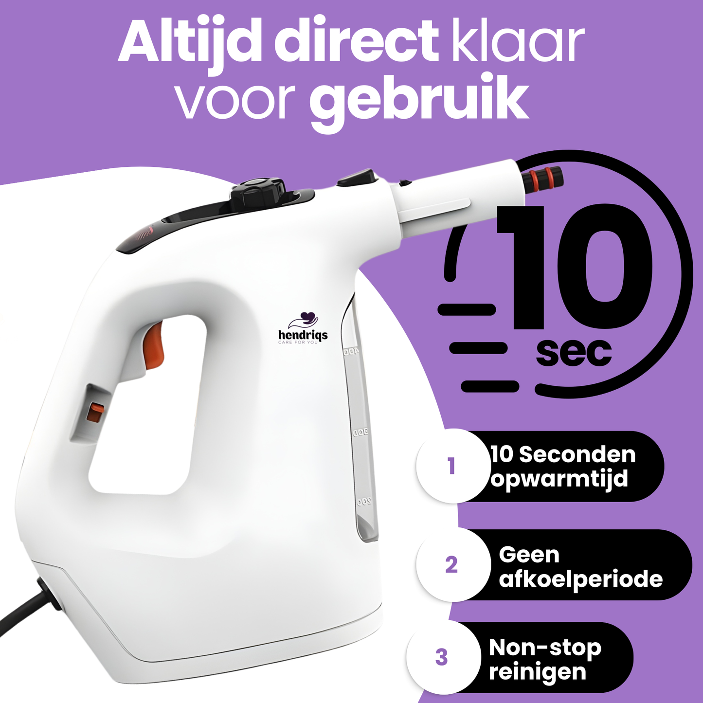 Hendriqs XL Stoomreiniger 105°C - Elektrische Dweil & Handstoomreiniger