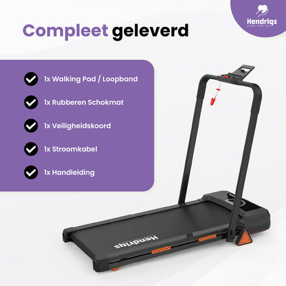 Hendriqs Stryde X1 Inklapbare Loopband met Helling - Walking Pad - Tot 12 km/u - Inclusief Schokmat