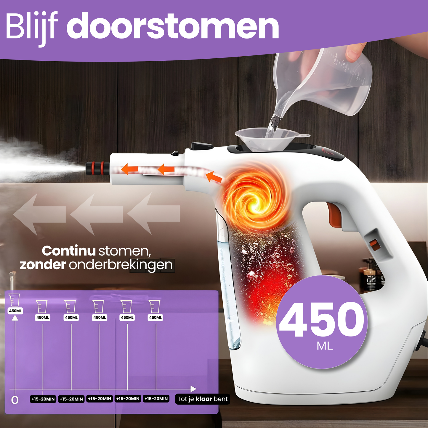 Hendriqs XL Stoomreiniger 105°C - Elektrische Dweil & Handstoomreiniger
