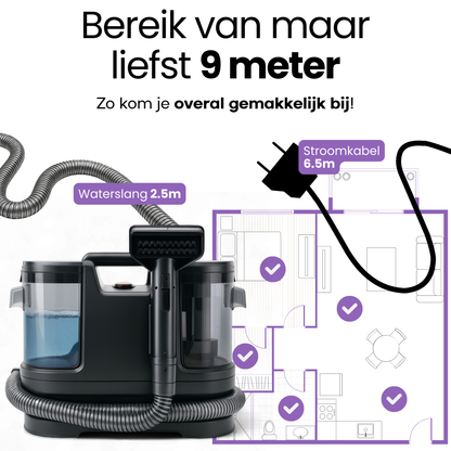 Hendriqs 3-in-1 Tapijtreiniger 65°C - Draagbare Vlekkenreiniger met 15 kPa Zuigkracht
