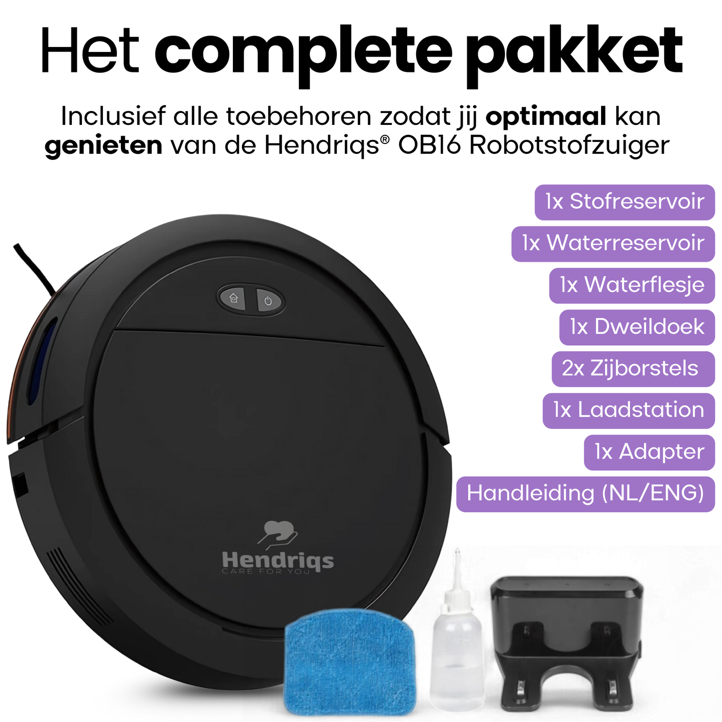 Hendriqs OB16 Robotstofzuiger - Dweilfunctie - Laadstation - Voor Huisdieren